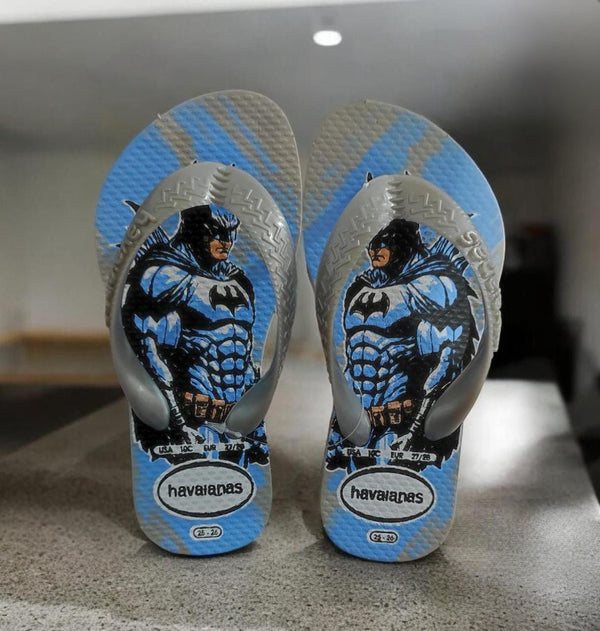 Havaianas Masculina Infantil - Batman Cinza e Azul