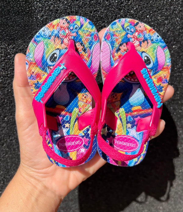 Havaianas Correia Infantil - Stitch Rosa e Azul